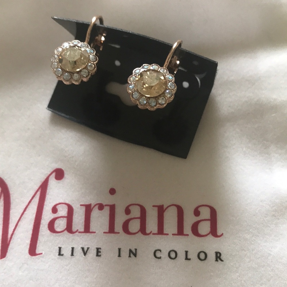 Mariana champagne and clear halo earrings